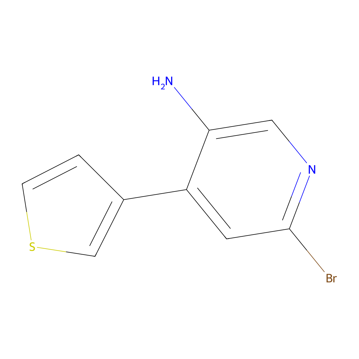2-Bromo-5-amino-4-(3-thienyl)pyridine molecular structure, CAS 1381934-10-6