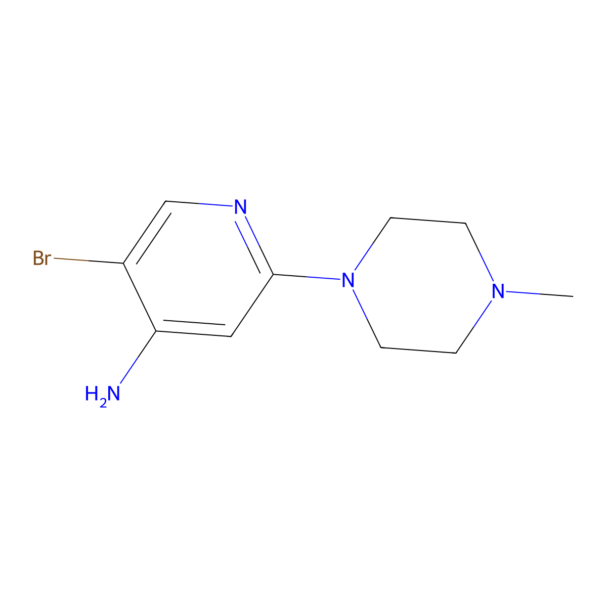 3-Bromo-4-amino-6-(N-methylpiperazin-1-yl)pyridine molecular structure, CAS 1381934-11-7