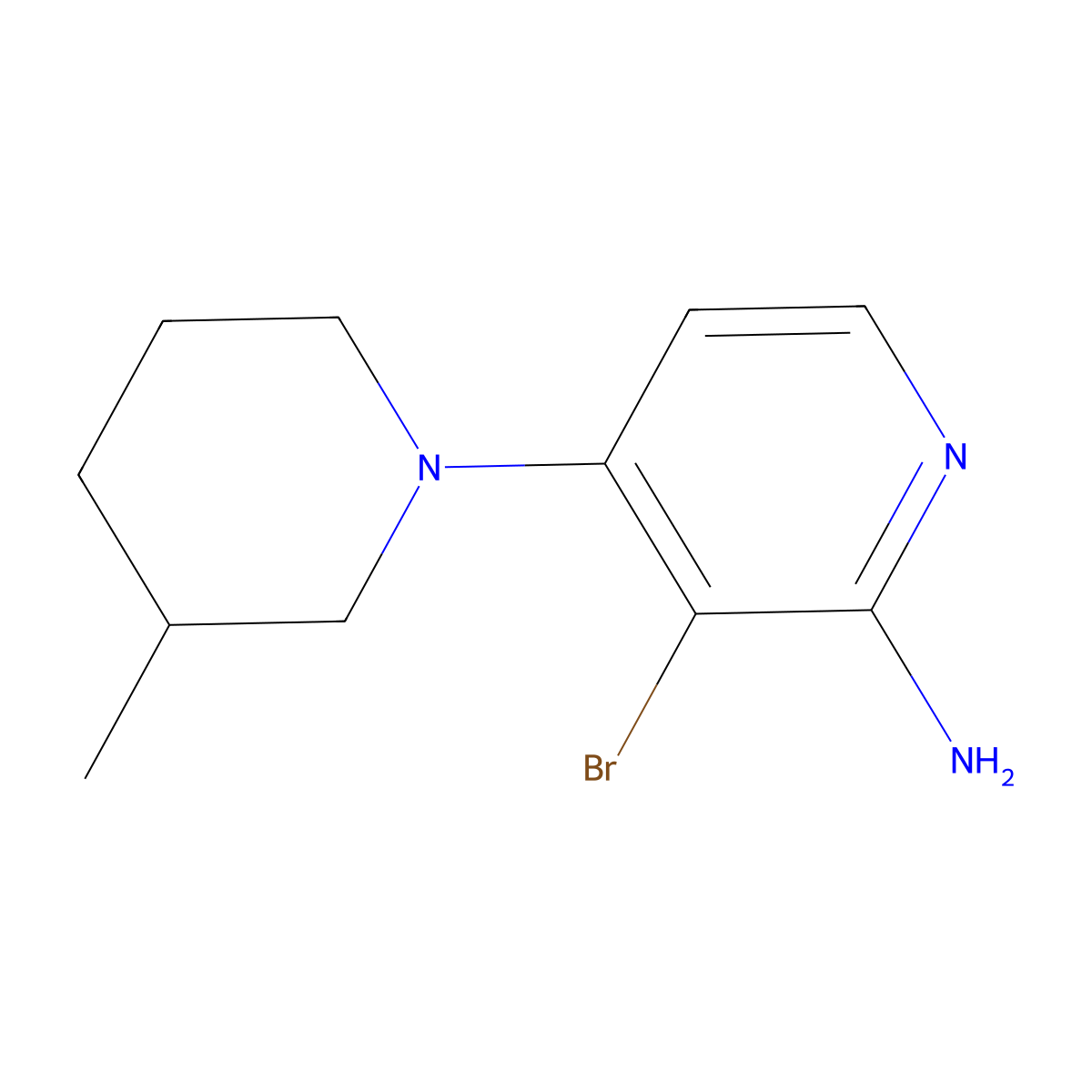 2-Amino-3-bromo-4-(3-methylpiperidin-1-yl)pyridine molecular structure, CAS 1381934-12-8