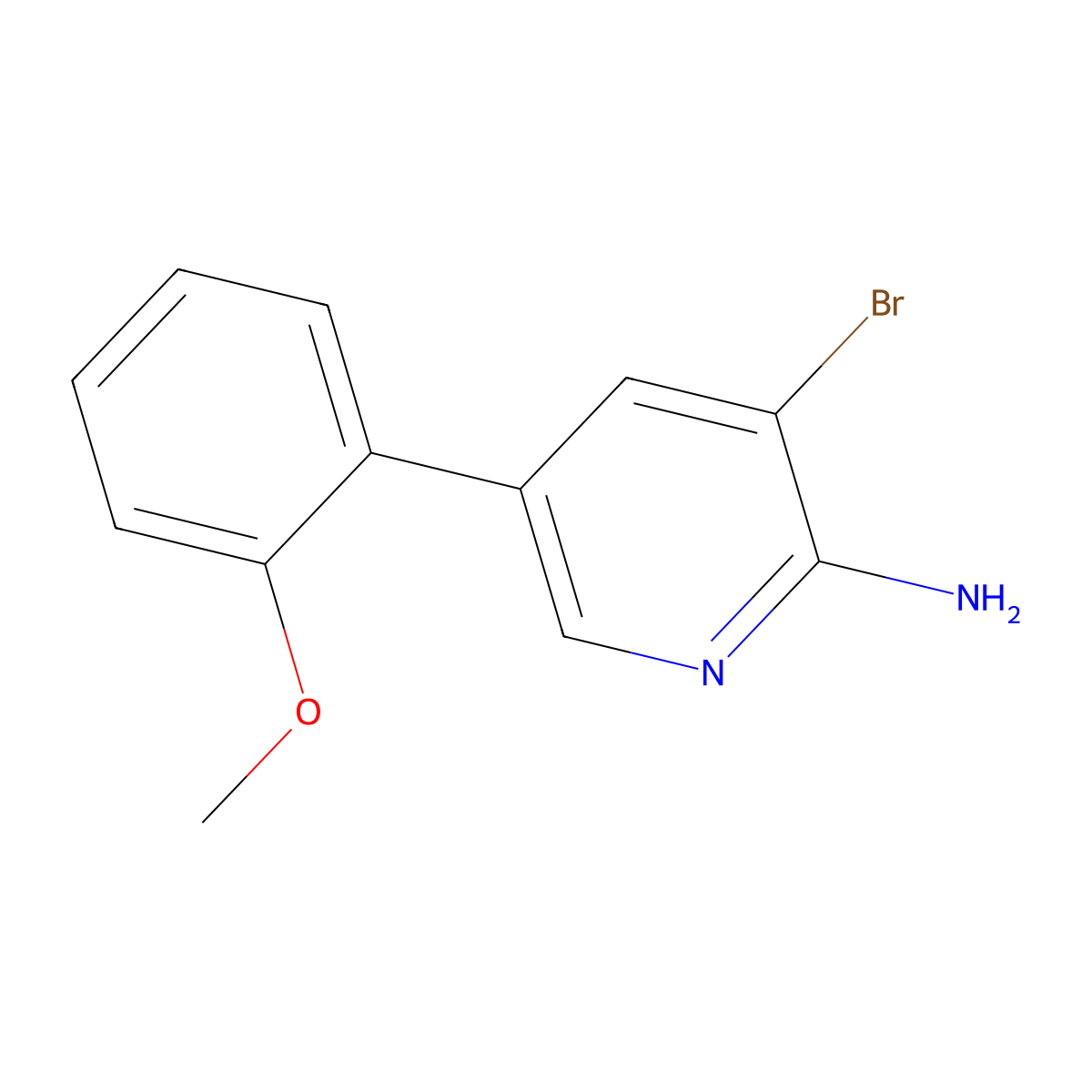 2-Amino-3-bromo-5-(2-methoxyphenyl)pyridine molecular structure, CAS 1381934-13-9