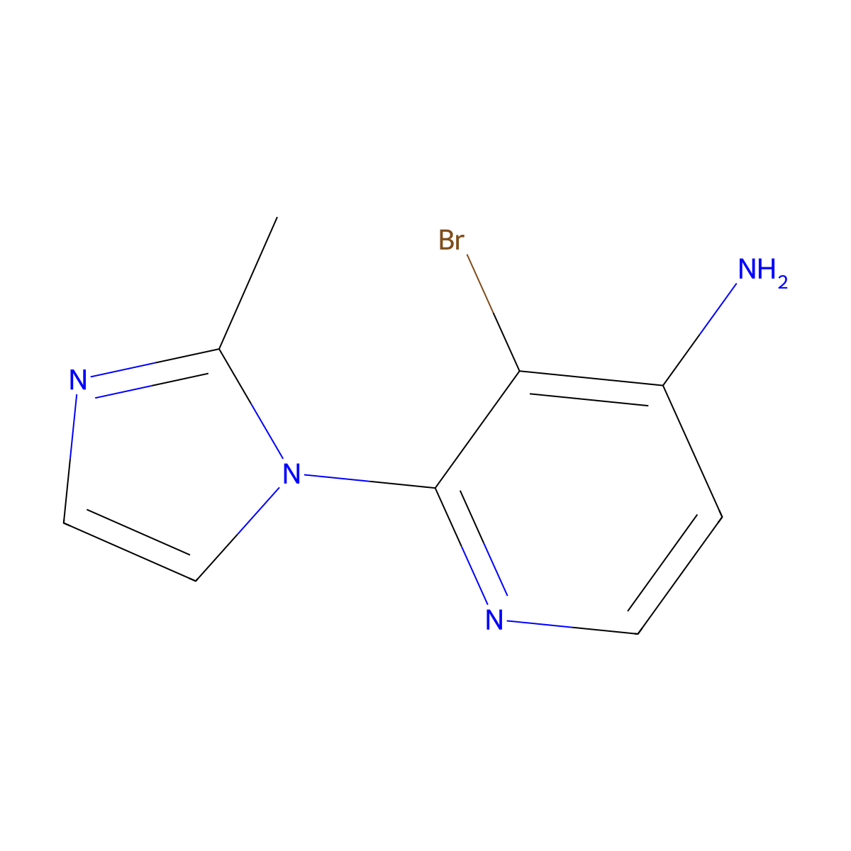 3-Bromo-2-(2-methyl-1H-imidazol-1-YL)pyridin-4-amine molecular structure, CAS 1381934-14-0