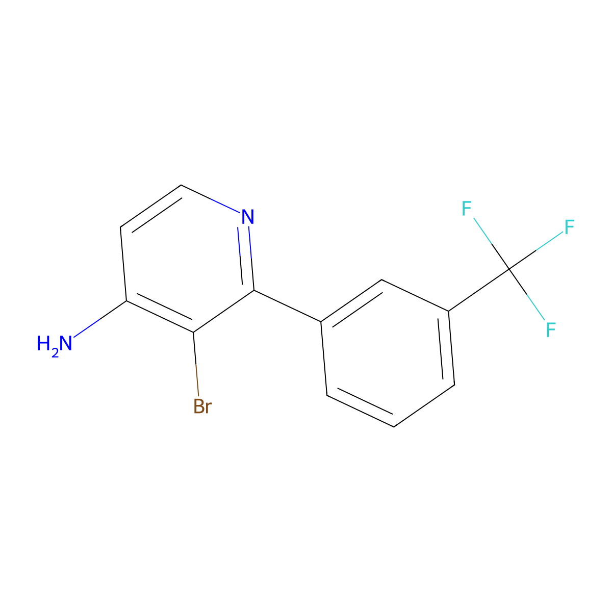 3-Bromo-2-[3-(trifluoromethyl)phenyl]pyridin-4-amine molecular structure, CAS 1381934-16-2
