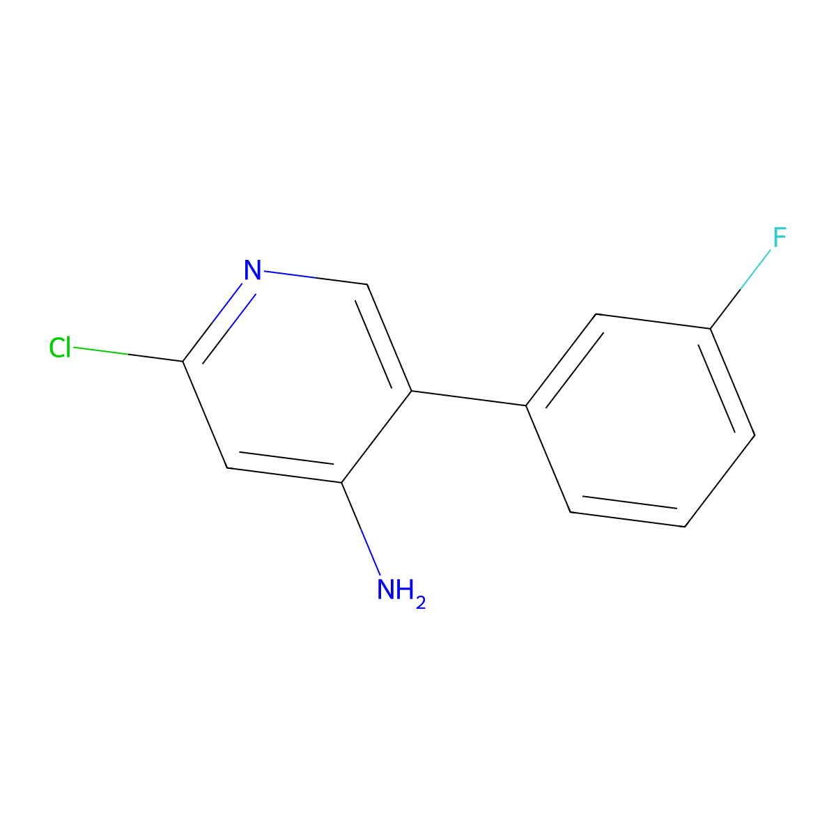 2-Chloro-4-amino-5-(3-fluorophenyl)pyridine molecular structure, CAS 1381934-17-3