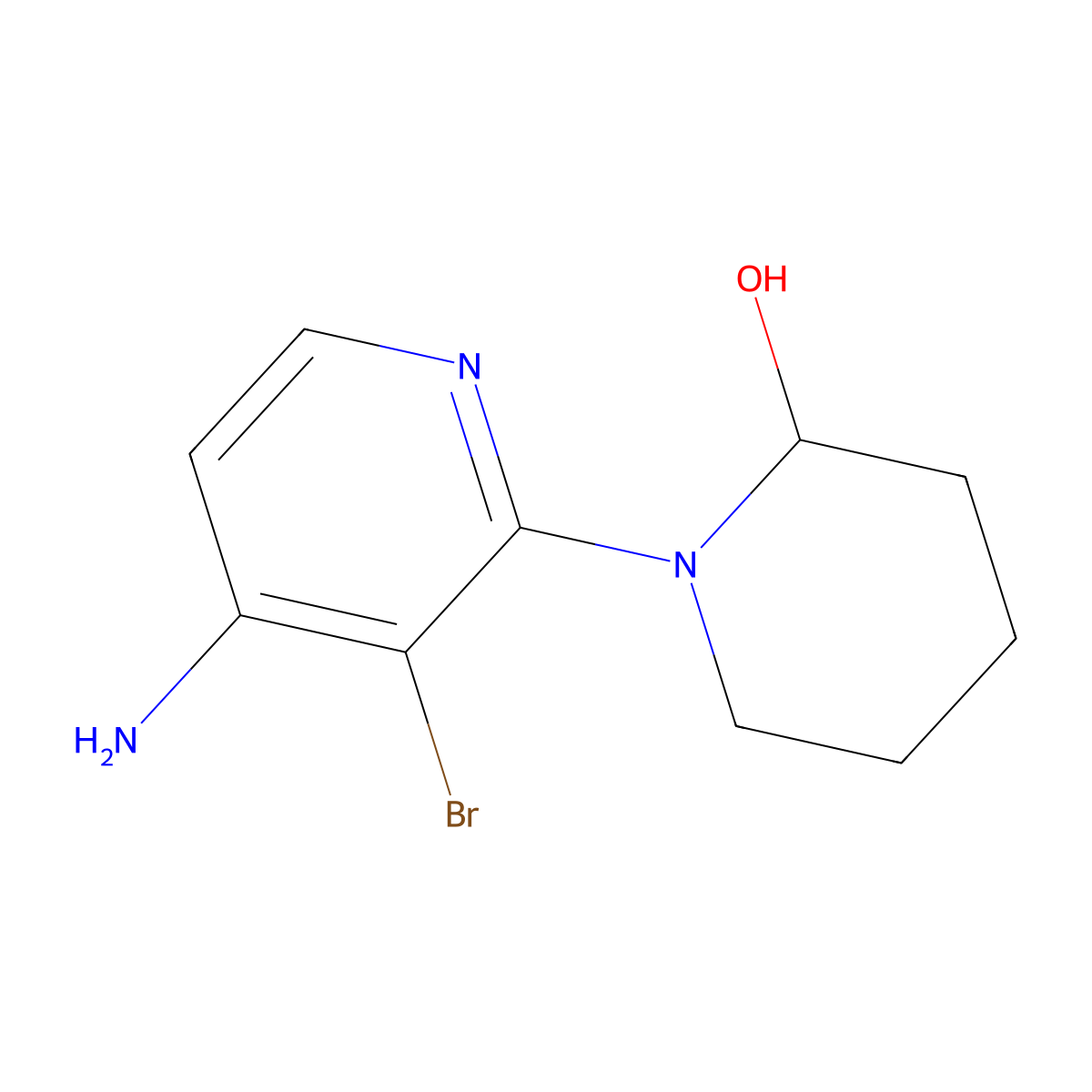 4-Amino-3-bromo-2-(2-hydroxypiperidin-1-yl)pyridine molecular structure, CAS 1381934-19-5