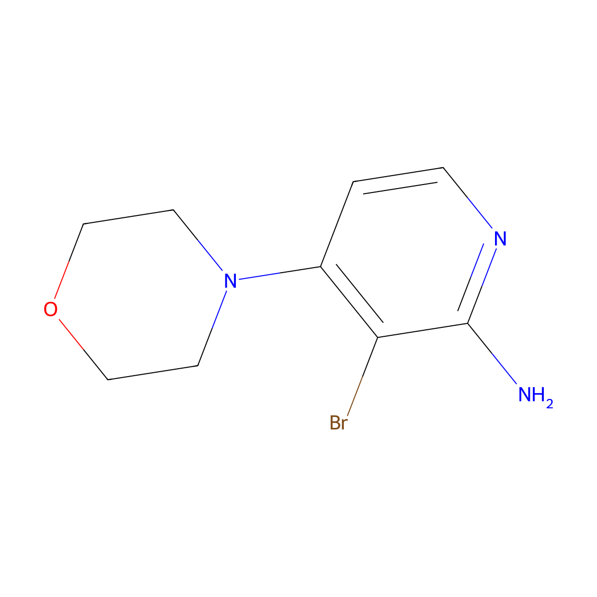 2-Amino-3-bromo-4-(morpholino)pyridine molecular structure, CAS 1381934-20-8