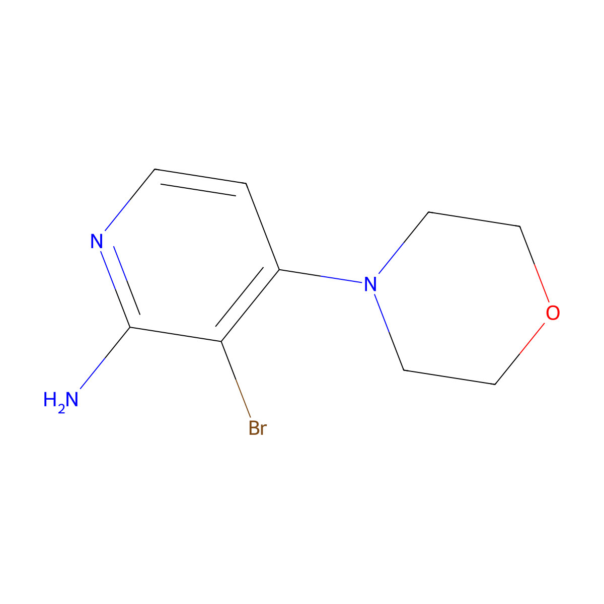 2-Amino-3-bromo-4-(morpholino)pyridine molecular structure, CAS 1381934-20-8