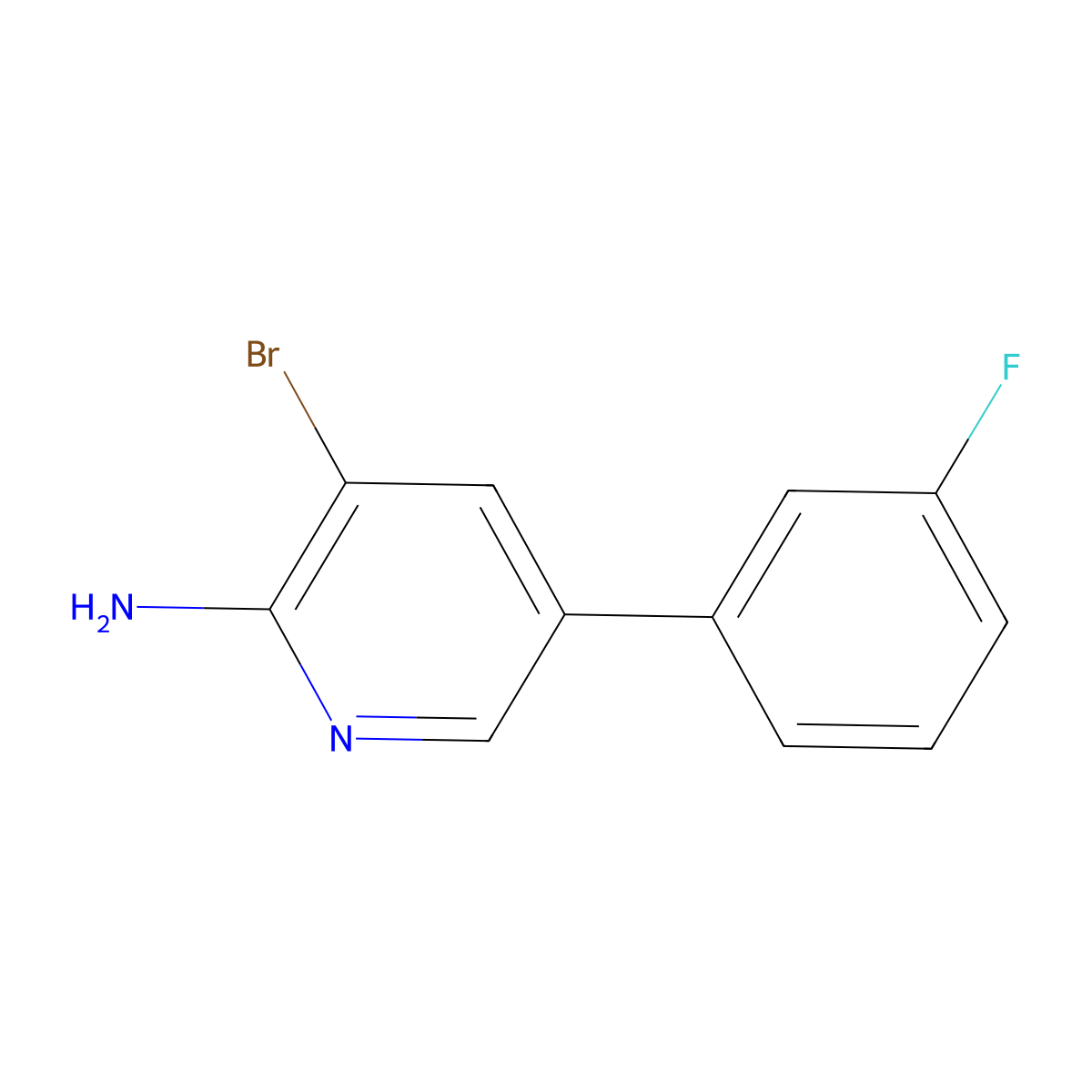 2-Amino-3-bromo-5-(3-fluorophenyl)pyridine molecular structure, CAS 1381934-23-1