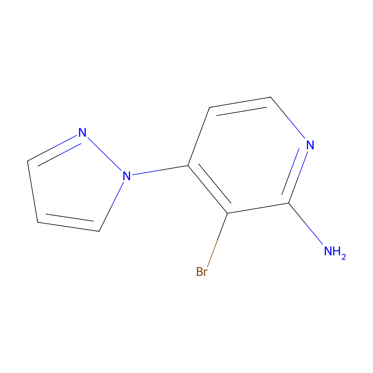 2-Amino-3-bromo-4-(1H-pyrazol-1-yl)pyridine molecular structure, CAS 1381934-29-7