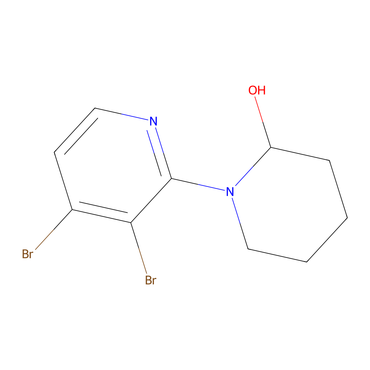 3,4-Dibromo-2-(2-hydroxypiperidin-1-yl)pyridine molecular structure, CAS 1381934-30-0