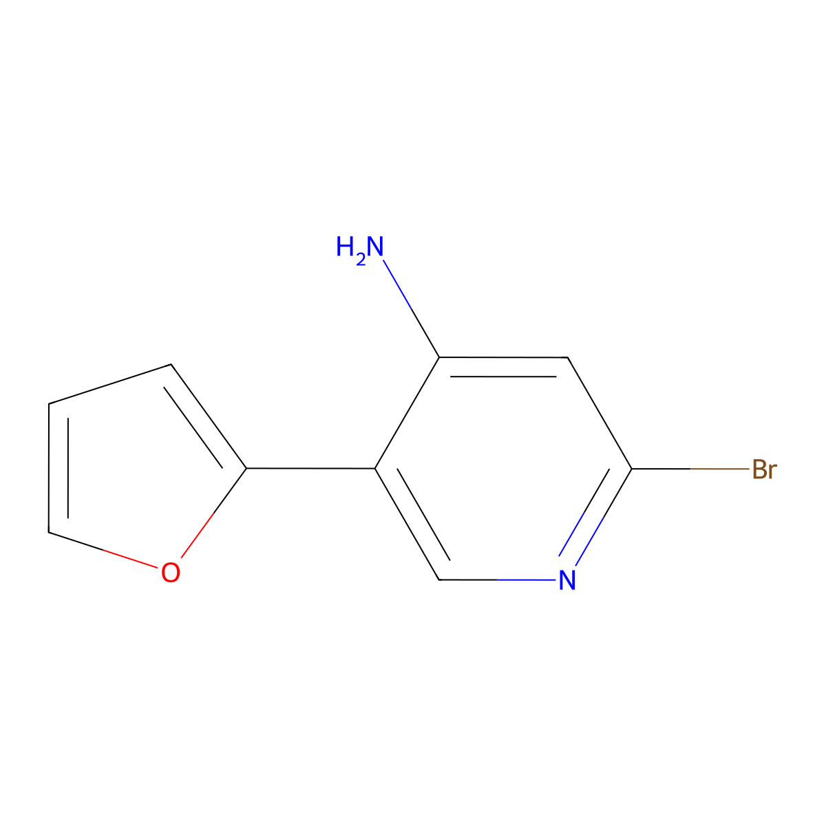 2-Bromo-4-amino-5-(2-furyl)pyridine molecular structure, CAS 1381934-31-1