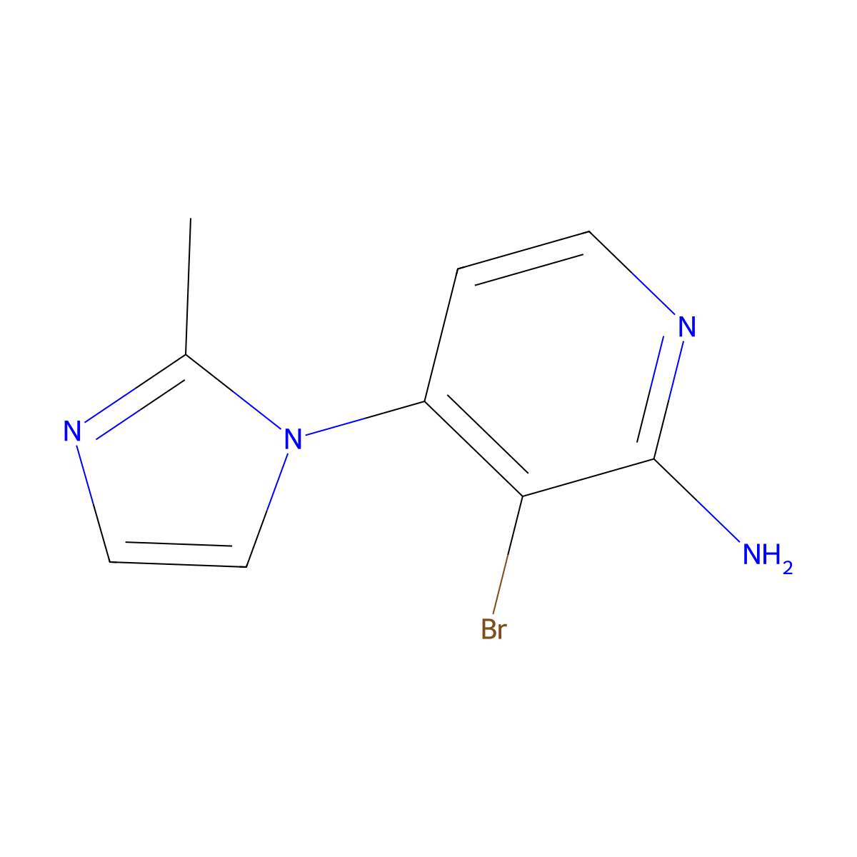 2-Amino-3-bromo-4-(2-methylimidazol-1-yl)pyridine molecular structure, CAS 1381934-34-4