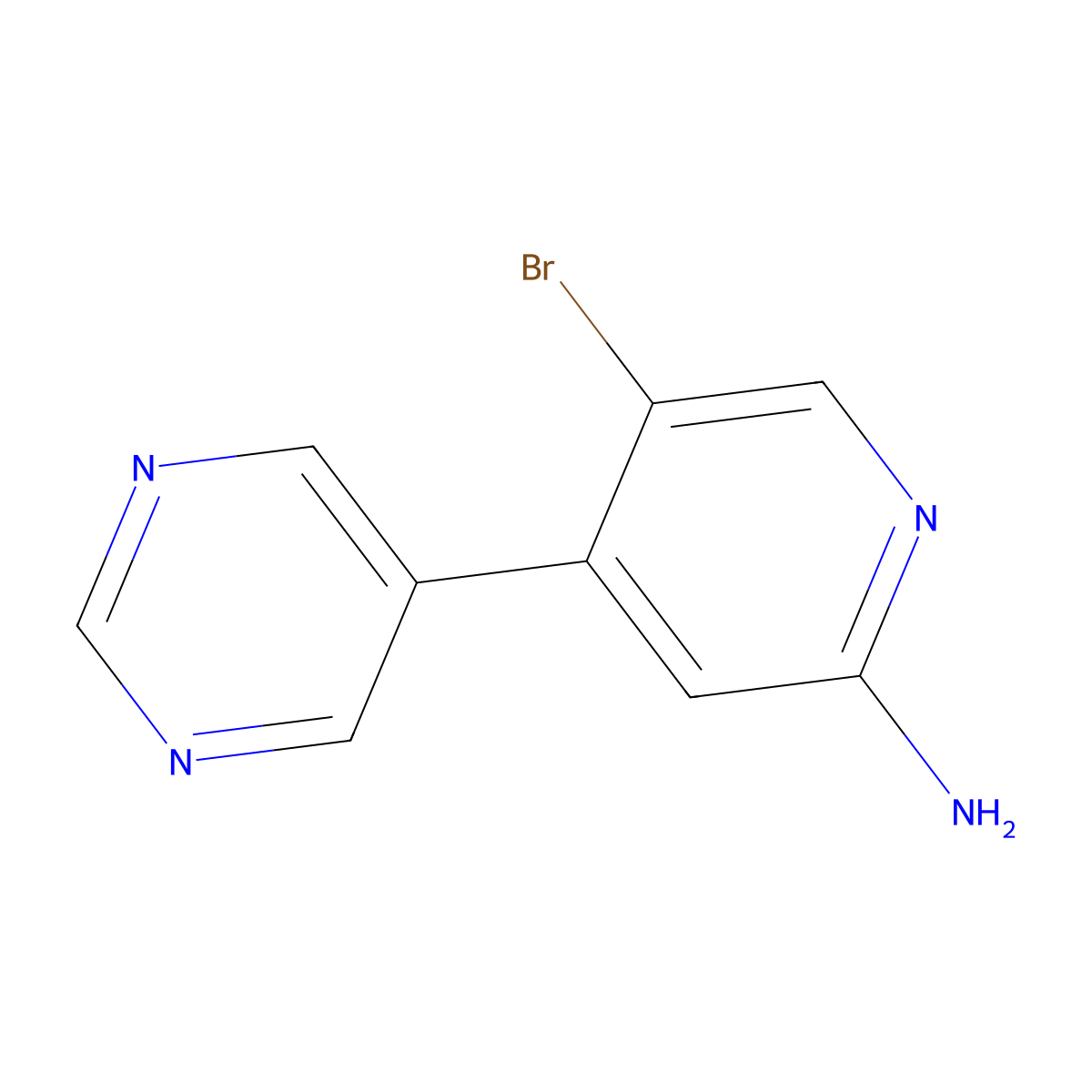2-Amino-5-bromo-4-(5-pyrimidyl)pyridine molecular structure, CAS 1381934-37-7