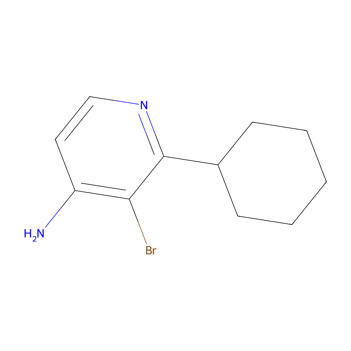 3-Bromo-2-cyclohexylpyridin-4-amine molecular structure, CAS 1381934-41-3