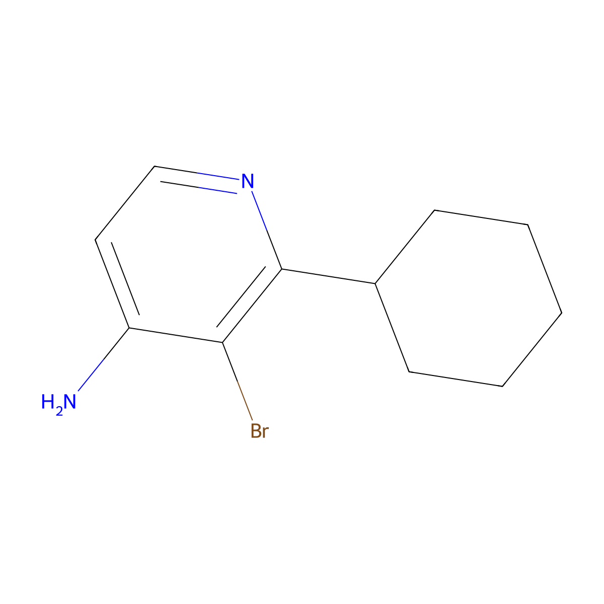 3-Bromo-2-cyclohexylpyridin-4-amine molecular structure, CAS 1381934-41-3