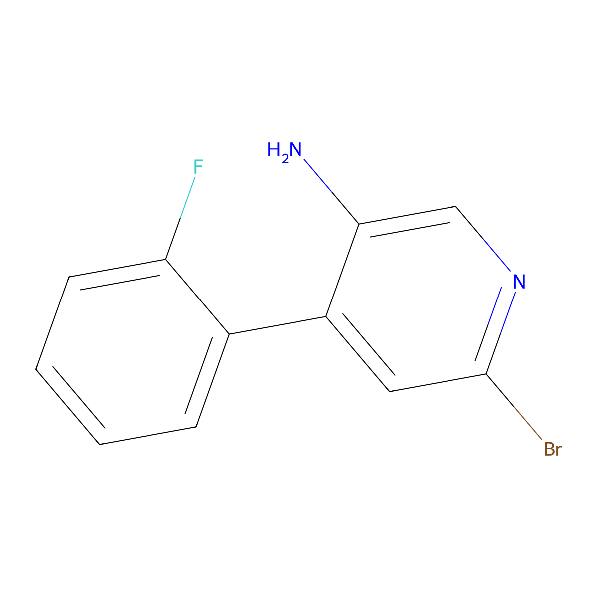 2-Bromo-5-amino-4-(2-fluorophenyl)pyridine molecular structure, CAS 1381934-49-1