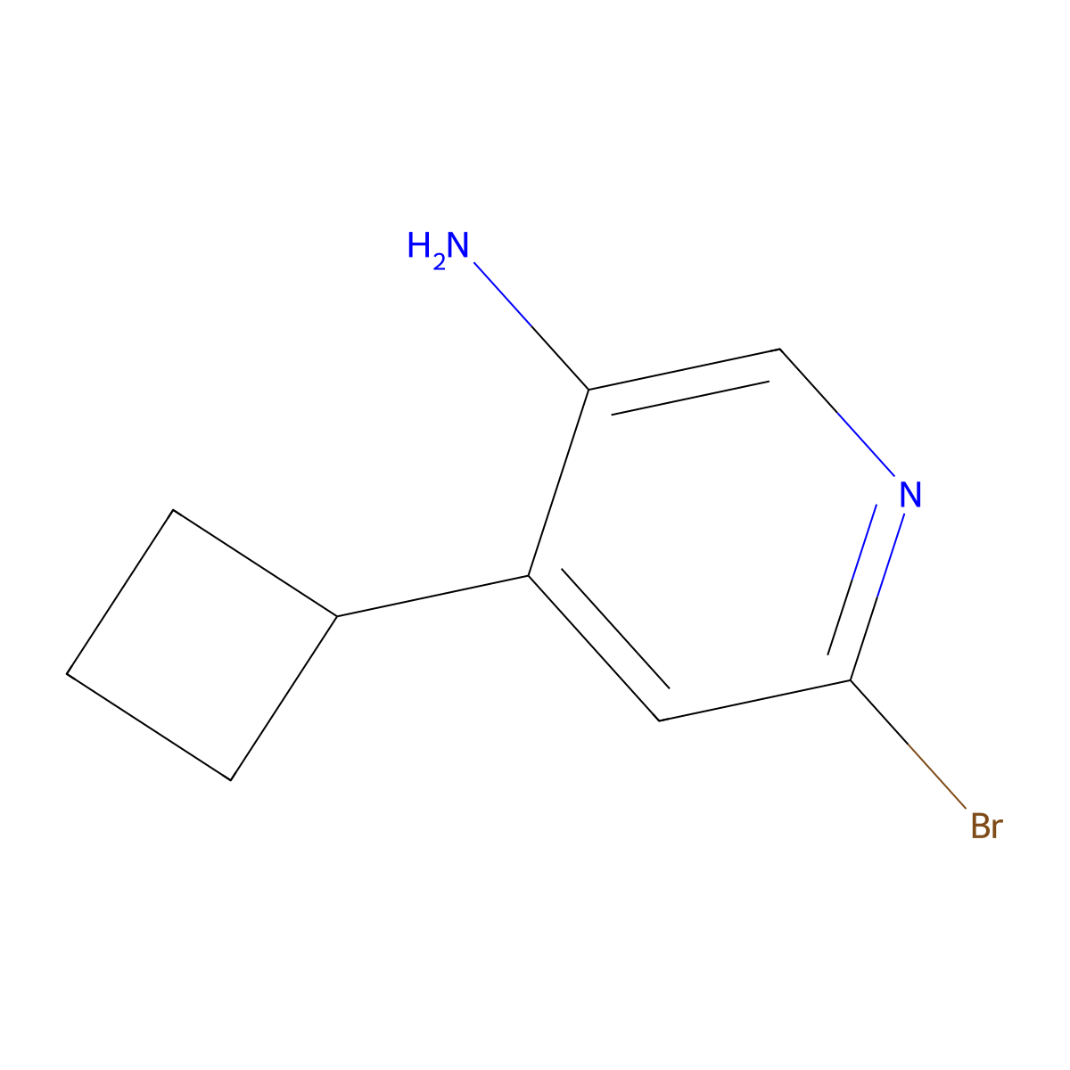 2-Bromo-5-amino-4-(cyclobutyl)pyridine molecular structure, CAS 1381934-51-5