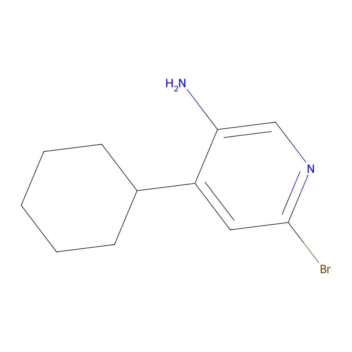 2-Bromo-5-amino-4-(cyclohexyl)pyridine molecular structure, CAS 1381934-53-7