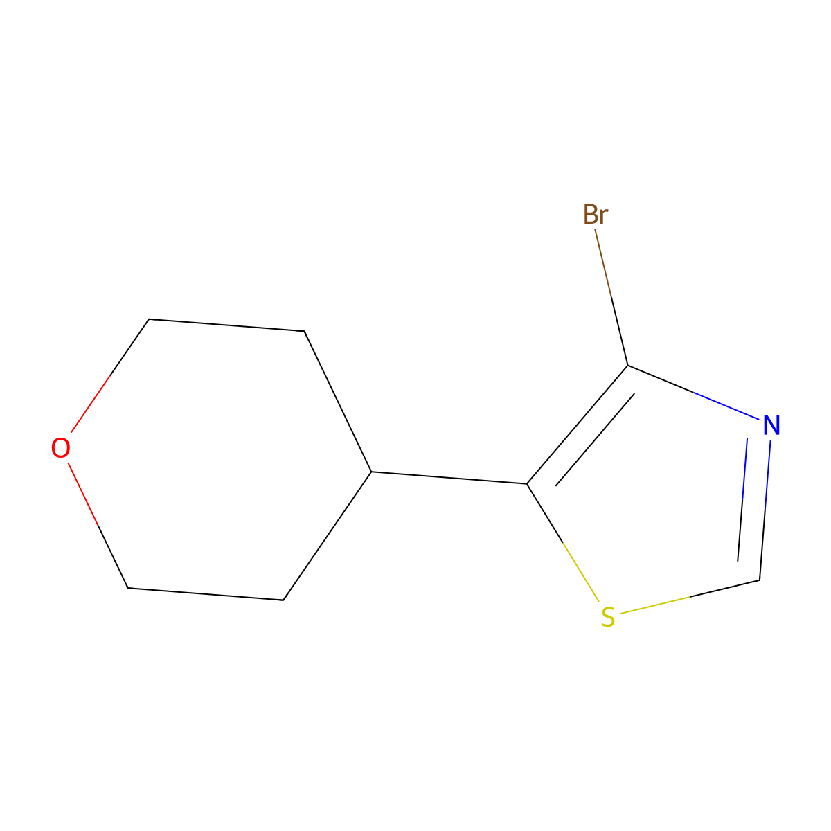 4-Bromo-5-(4-tetrahydropyranyl)thiazole molecular structure, CAS 1381934-55-9