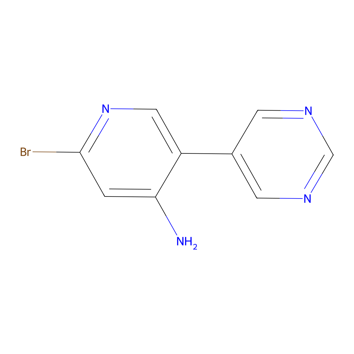 2-Bromo-4-amino-5-(5-pyrimidyl)pyridine molecular structure, CAS 1381934-56-0