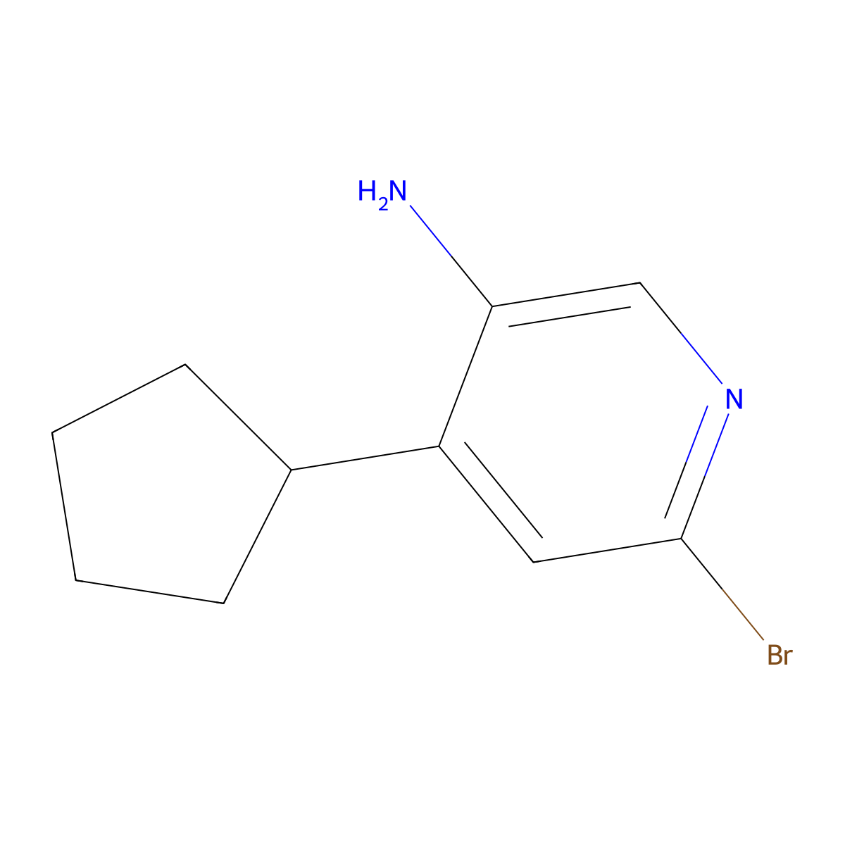 2-Bromo-5-amino-4-(cyclopentyl)pyridine molecular structure, CAS 1381934-61-7