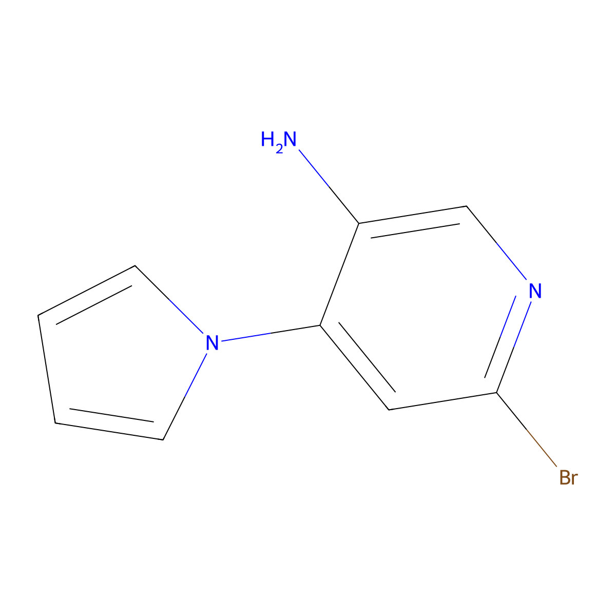 2-Bromo-5-amino-4-(1H-pyrrol-1-yl)pyridine molecular structure, CAS 1381934-63-9
