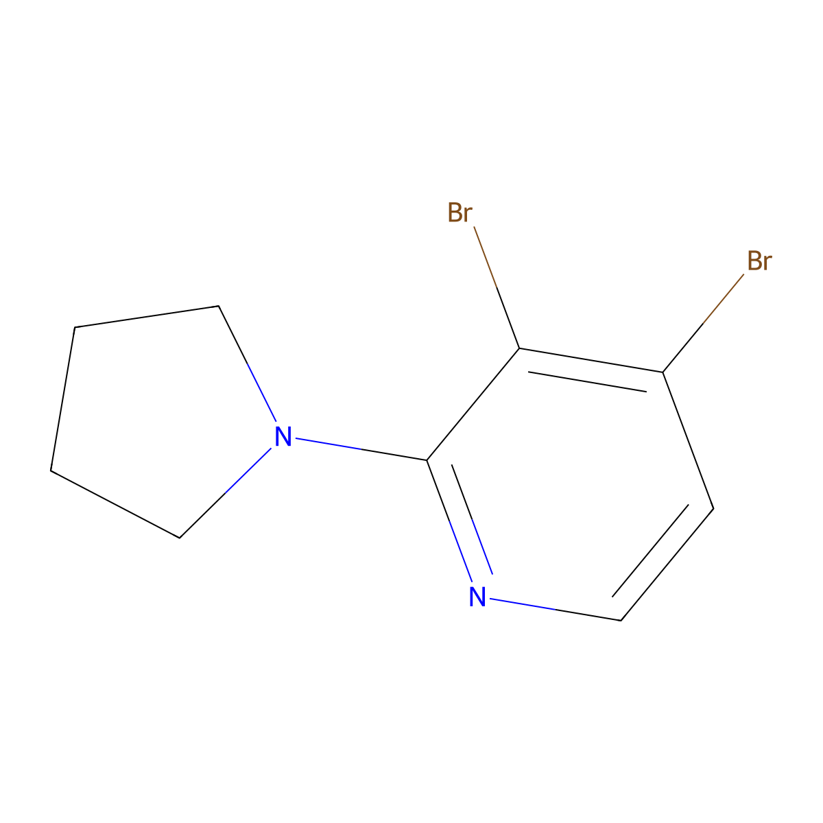 3,4-Dibromo-2-(pyrrolidino)pyridine molecular structure, CAS 1381934-64-0