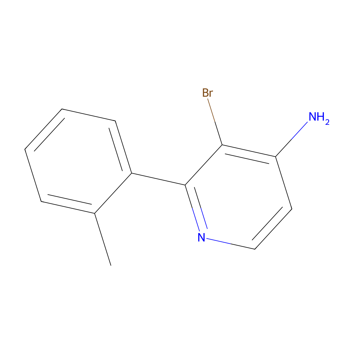 3-Bromo-2-(2-methylphenyl)pyridin-4-amine molecular structure, CAS 1381934-66-2