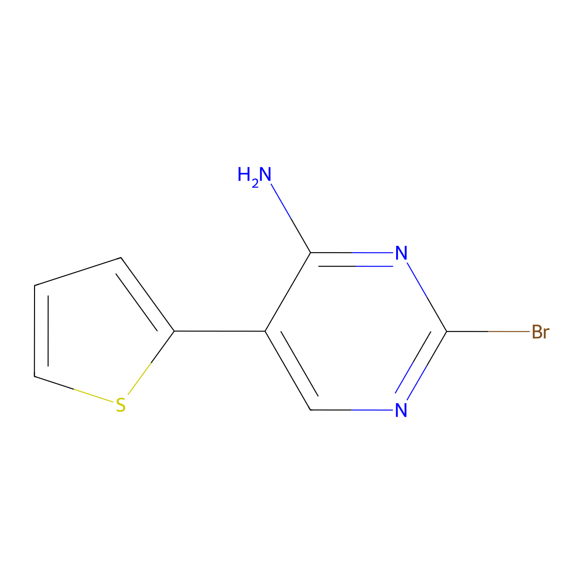 2-Bromol-4-amino-5-(2-thienyl)pyrimidine molecular structure, CAS 1381934-69-5