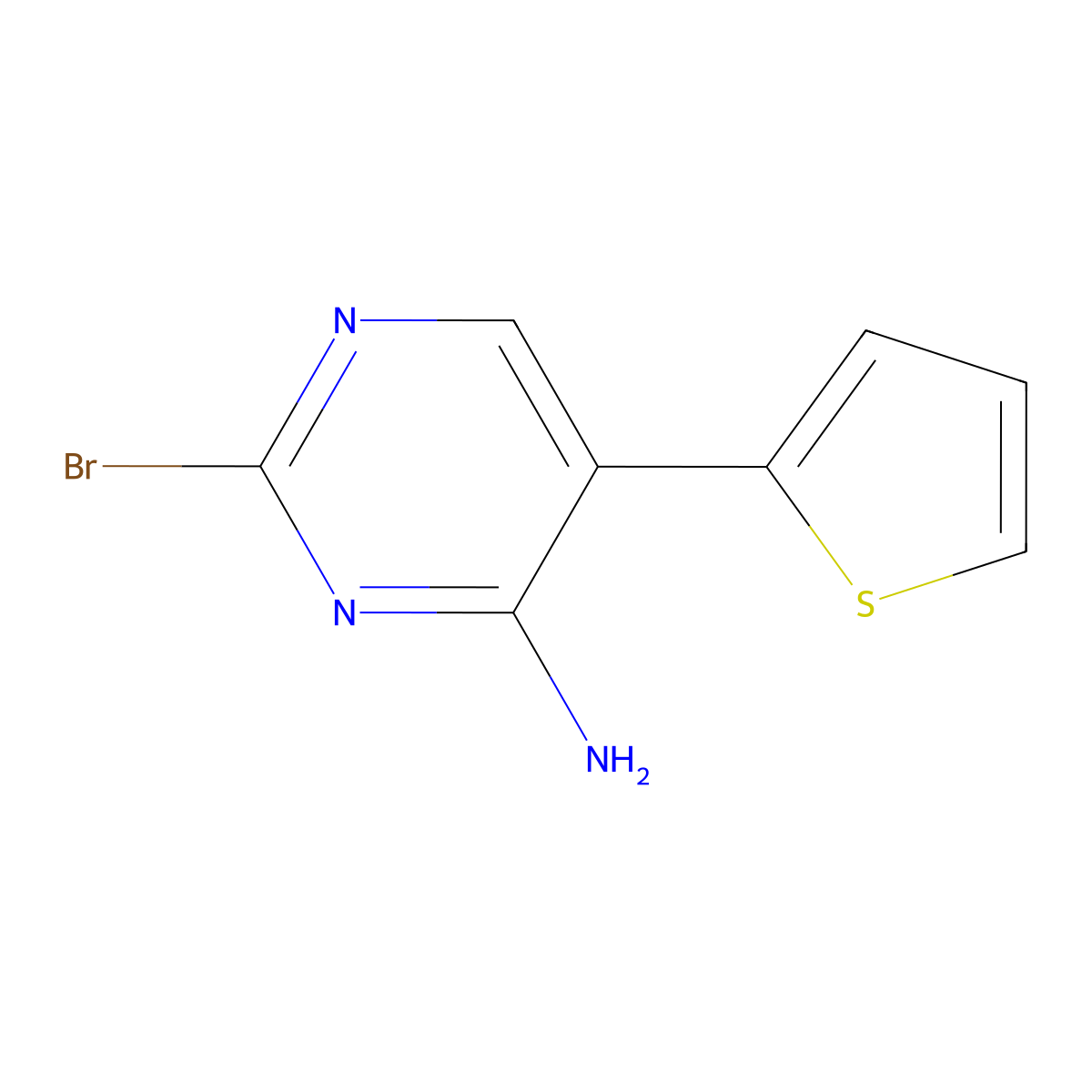 2-Bromol-4-amino-5-(2-thienyl)pyrimidine molecular structure, CAS 1381934-69-5