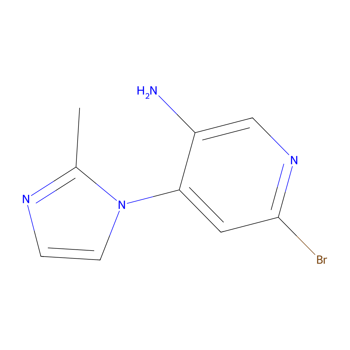 2-Bromo-5-amino-4-(2-methylimidazol-1-yl)pyridine molecular structure, CAS 1381934-70-8