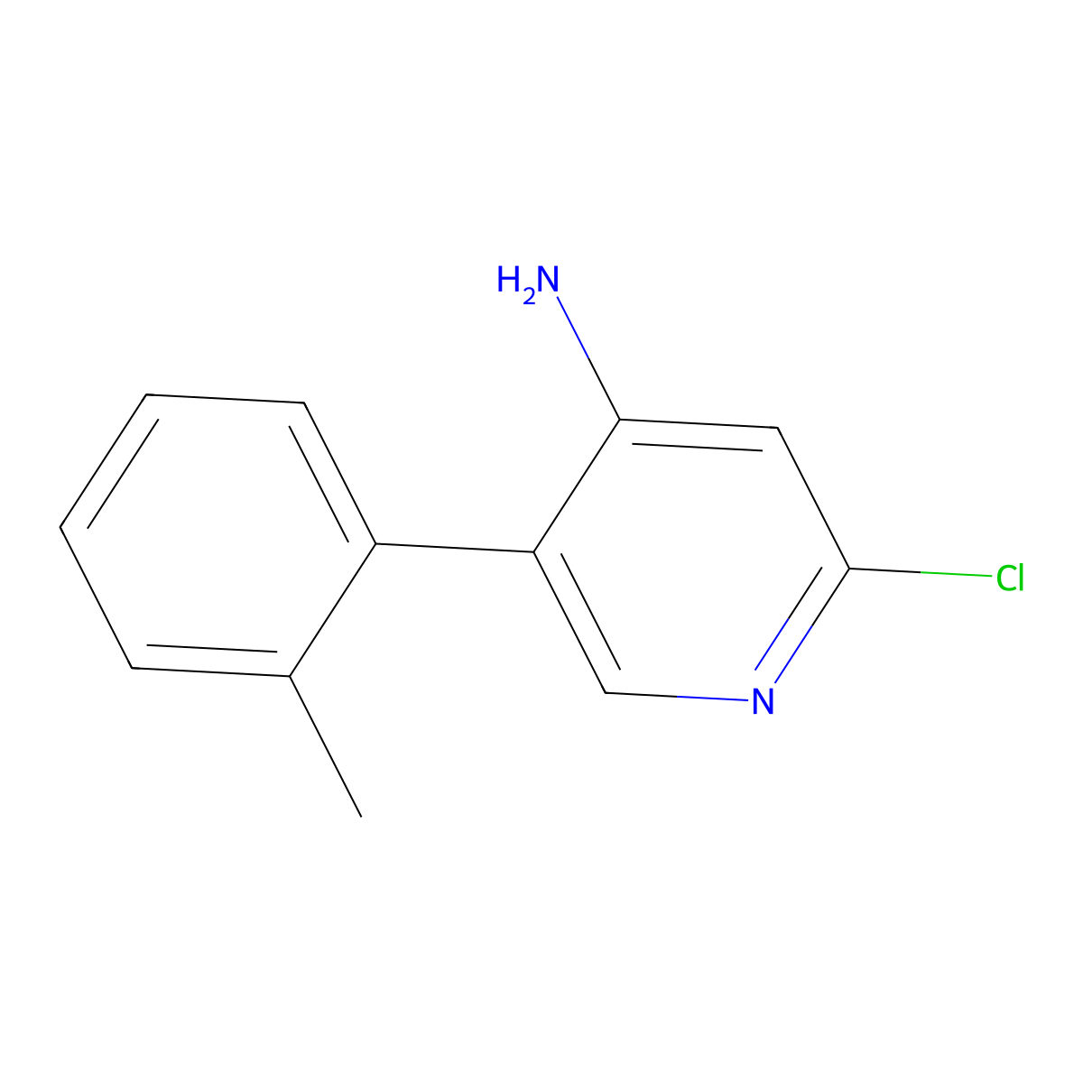 2-Chloro-4-amino-5-(2-tolyl)pyridine molecular structure, CAS 1381934-71-9