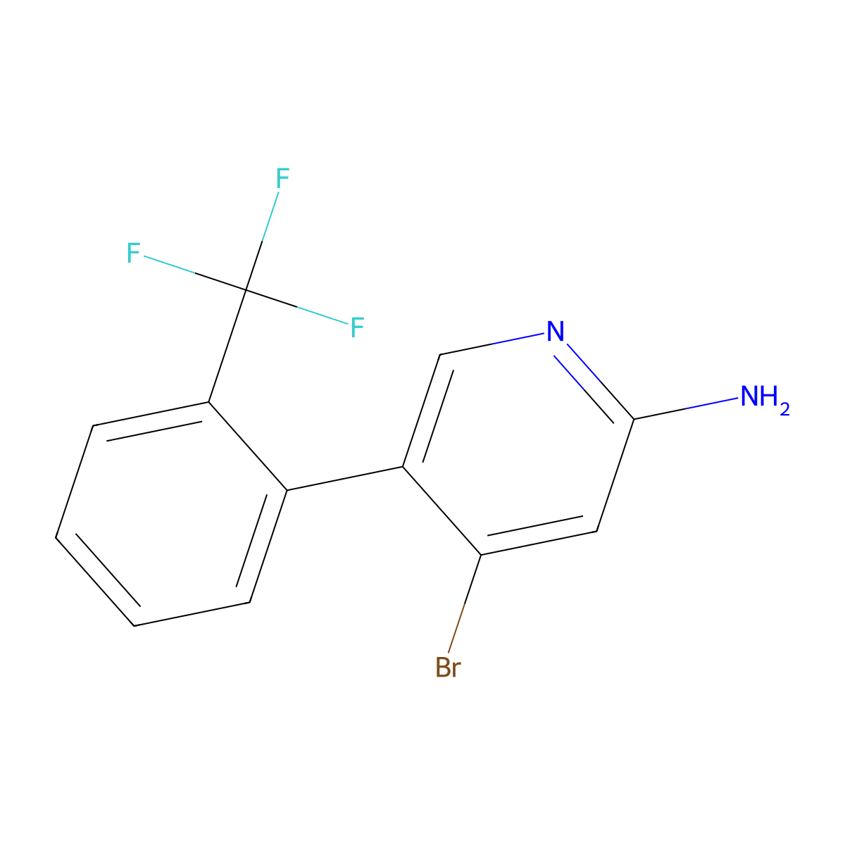 2-Amino-4-bromo-5-(2-trifluoromethylphenyl)pyridine molecular structure, CAS 1381934-73-1