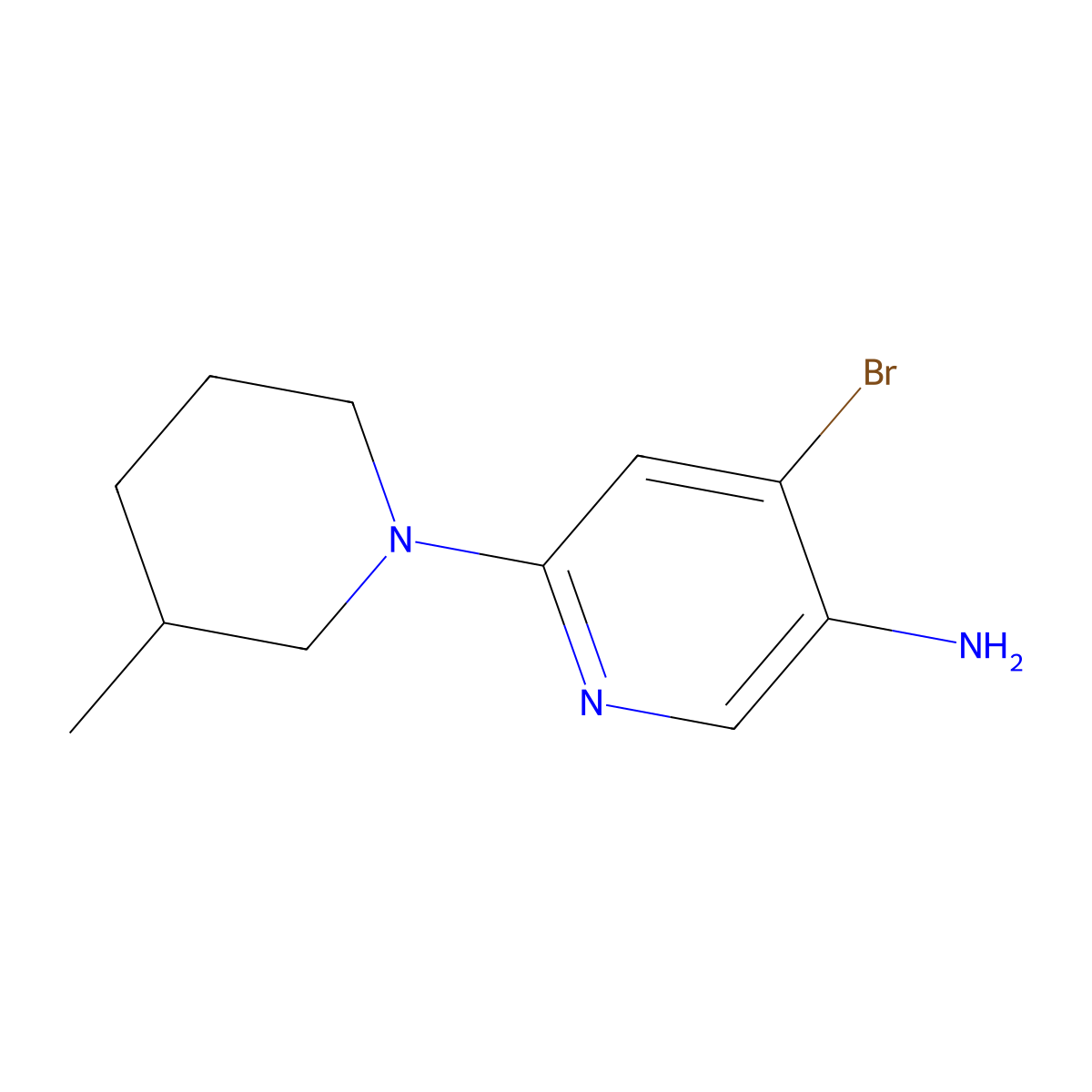 4-Bromo-3-amino-6-(3-methylpiperidin-1-yl)pyridine molecular structure, CAS 1381934-74-2