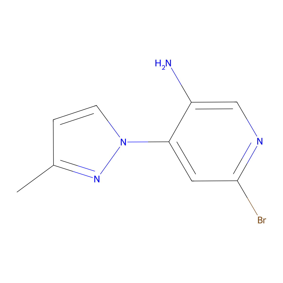2-Bromo-5-amino-4-(3-methyl-1H-pyrazol-1-yl)pyridine molecular structure, CAS 1381934-78-6
