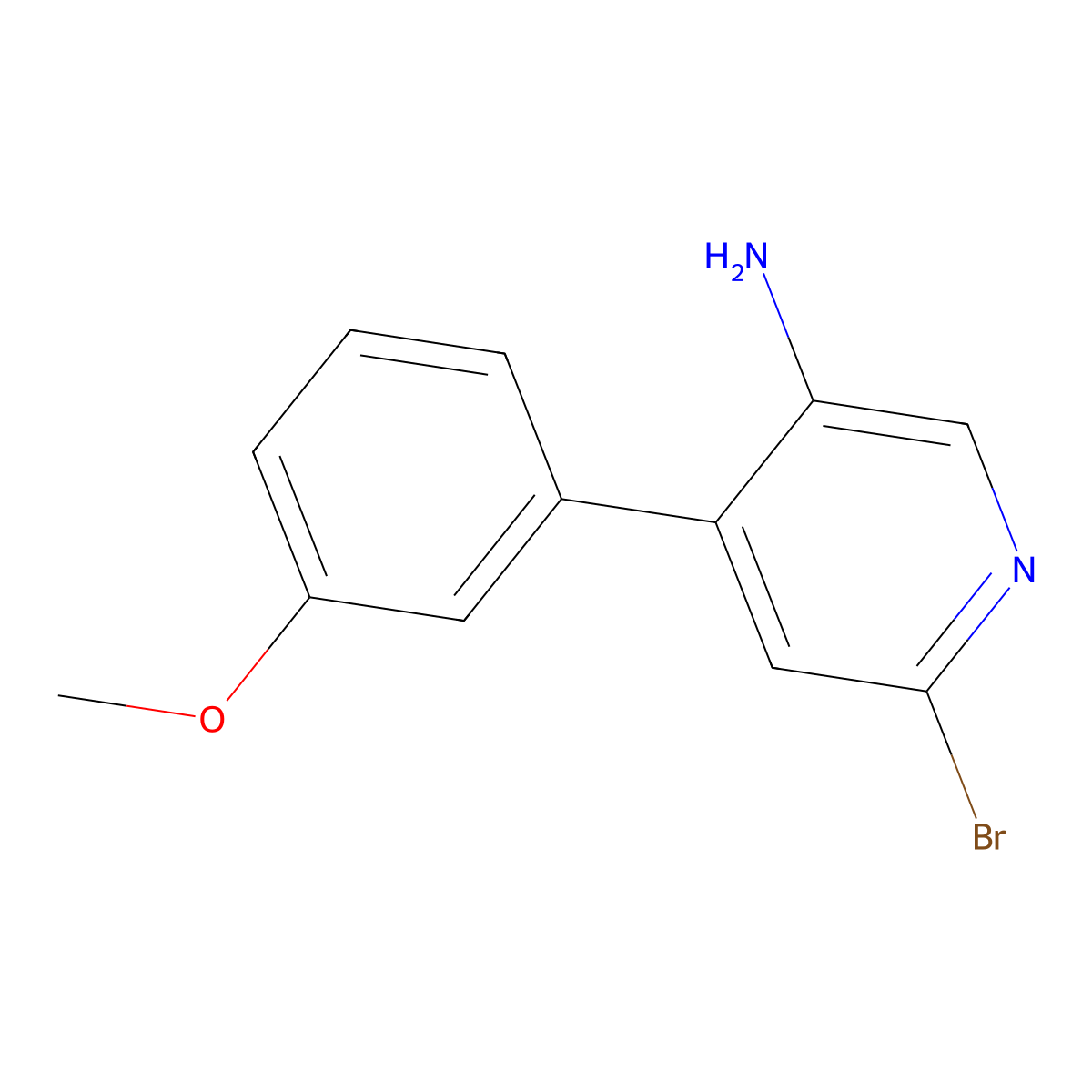 2-Bromo-5-amino-4-(3-methoxyphenyl)pyridine molecular structure, CAS 1381934-80-0
