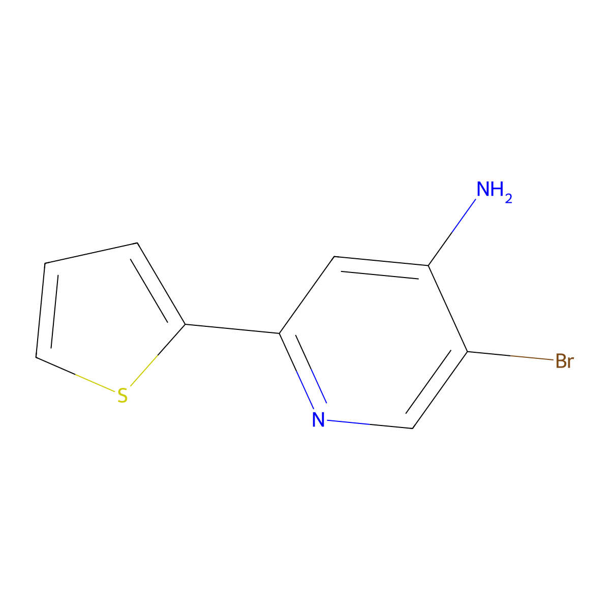 5-Bromo-2-(thiophen-2-YL)pyridin-4-amine molecular structure, CAS 1381934-83-3