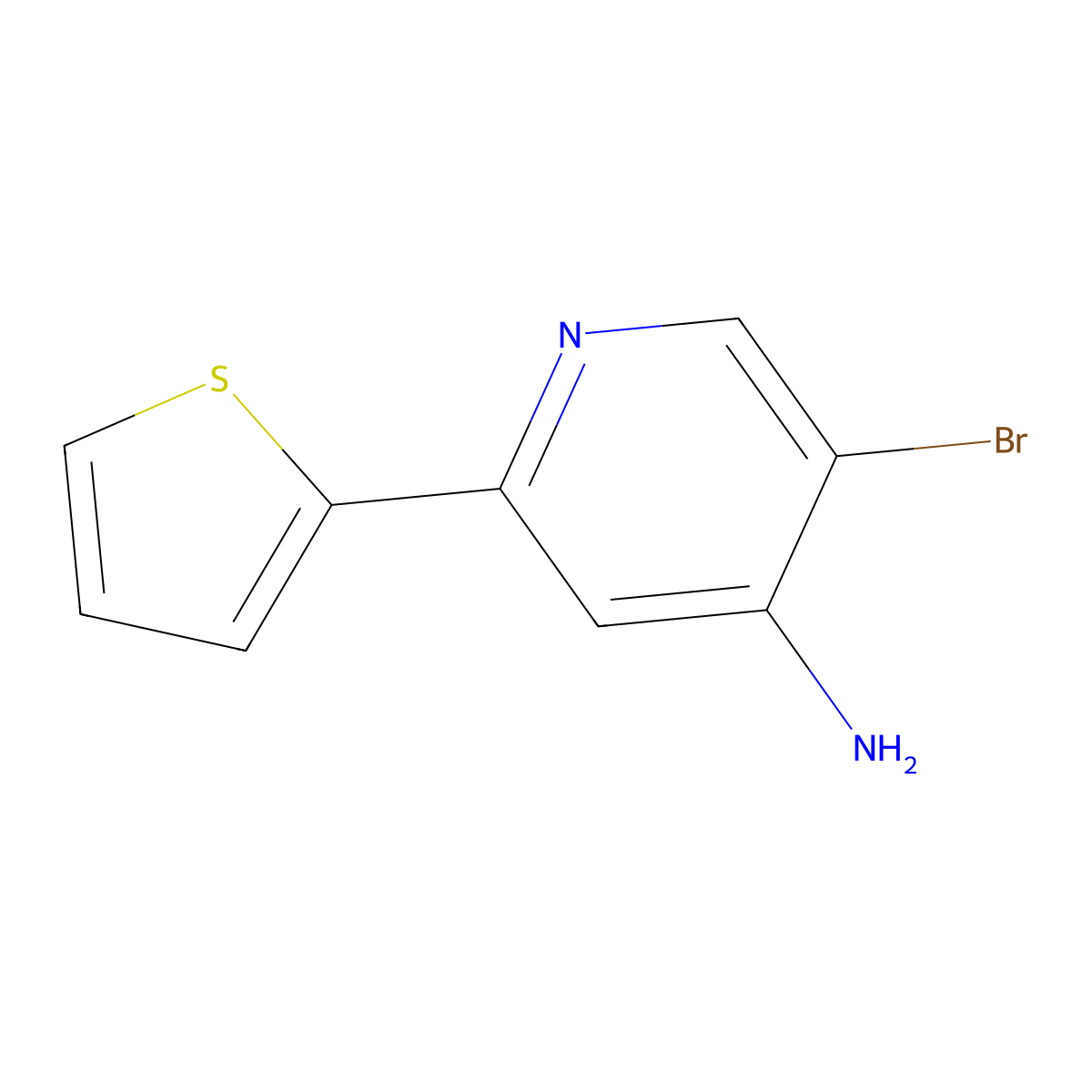 5-Bromo-2-(thiophen-2-YL)pyridin-4-amine molecular structure, CAS 1381934-83-3