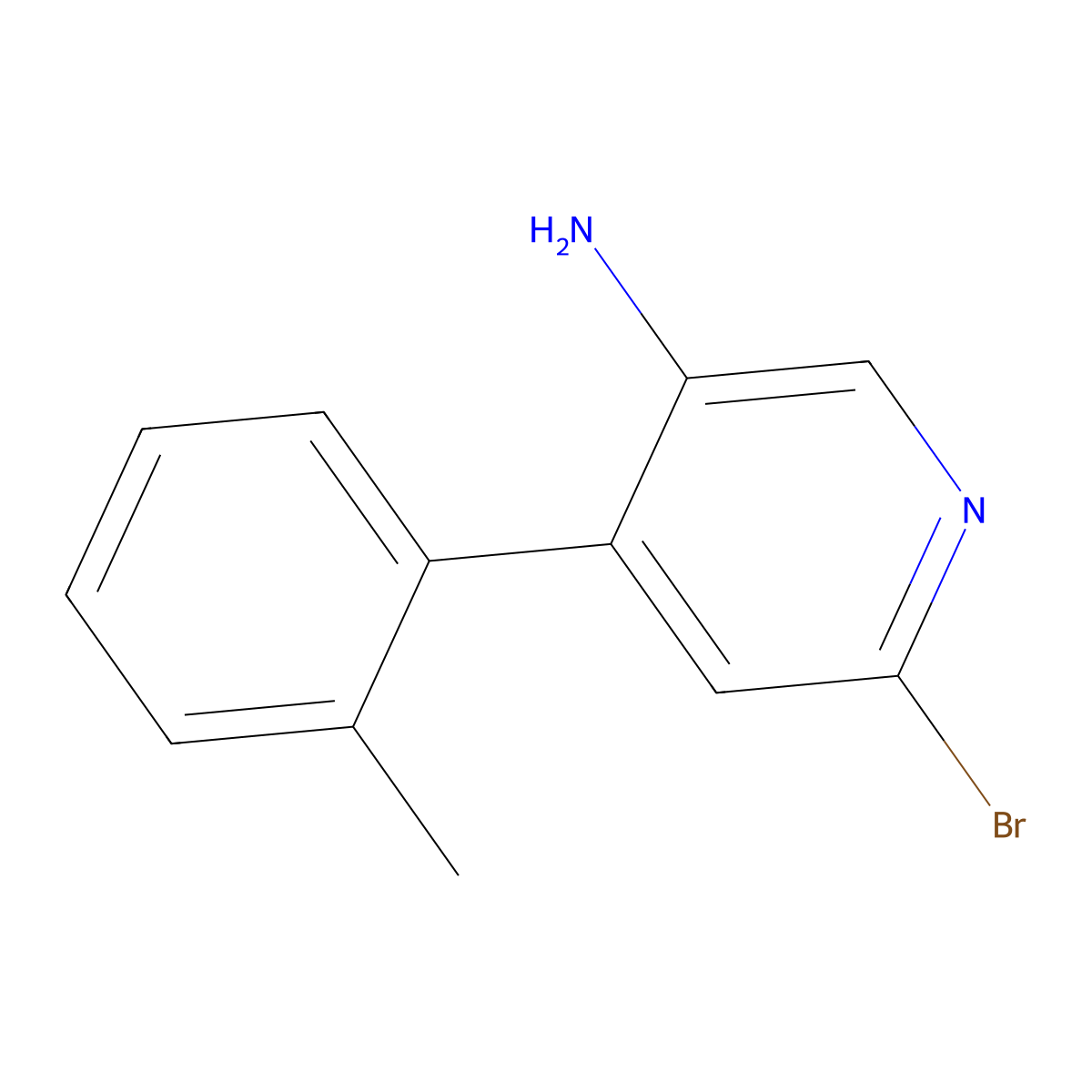 2-Bromo-5-amino-4-(2-tolyl)pyridine molecular structure, CAS 1381934-85-5