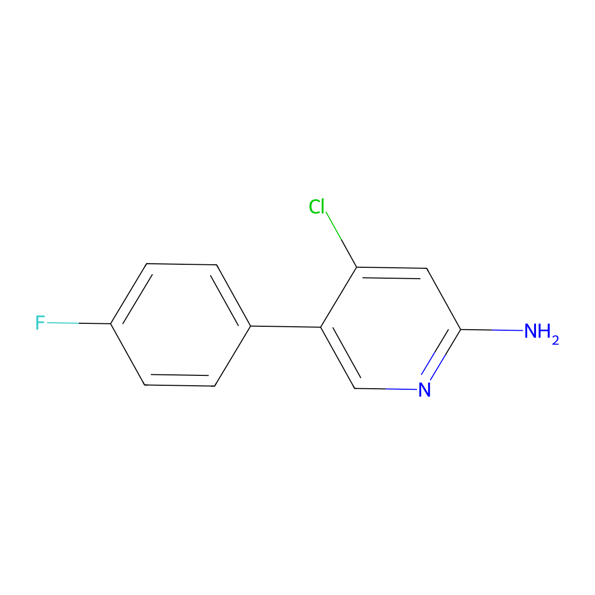2-Amino-4-chloro-5-(4-fluorophenyl)pyridine molecular structure, CAS 1381934-89-9