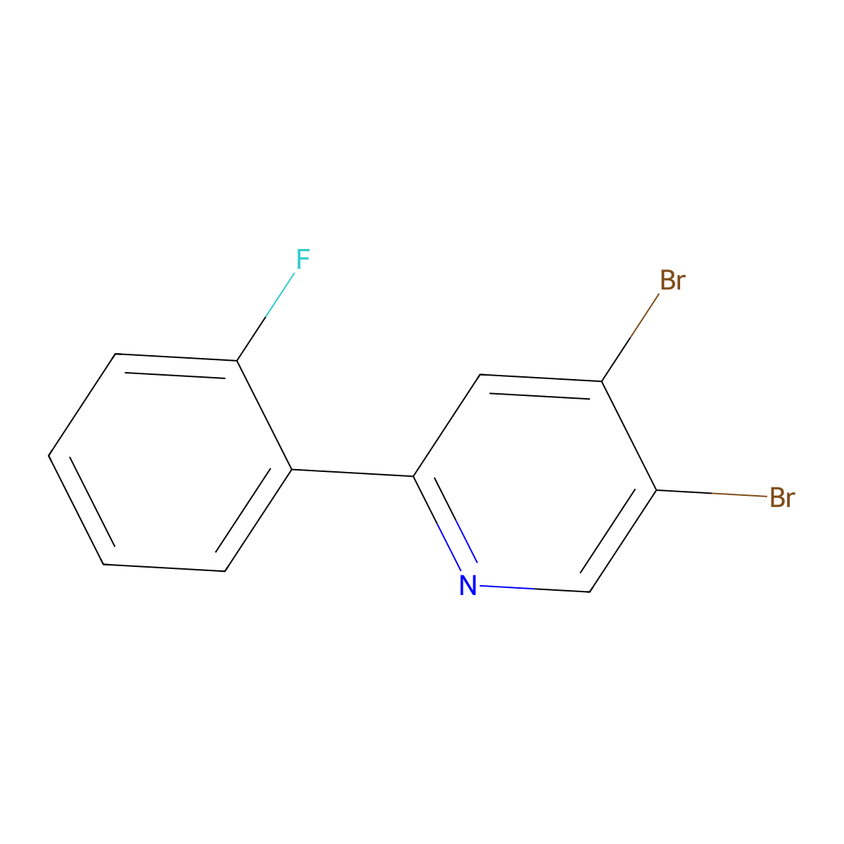 3,4-Dibromo-6-(2-fluorophenyl)pyridine molecular structure, CAS 1381934-90-2