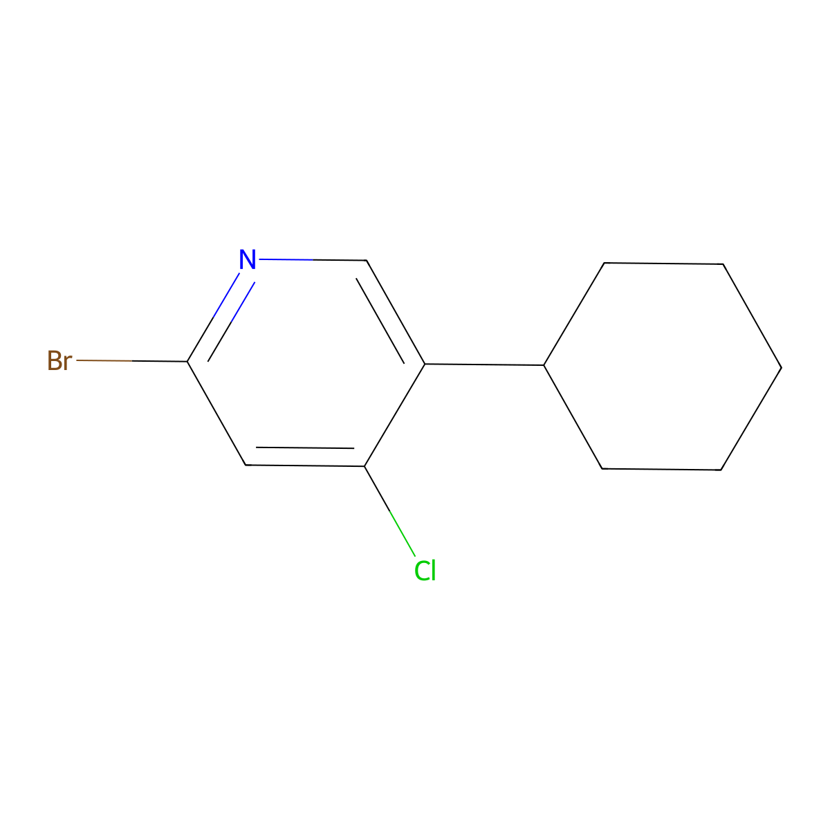 2-Bromo-4-chloro-5-(cyclohexyl)pyridine molecular structure, CAS 1381934-94-6