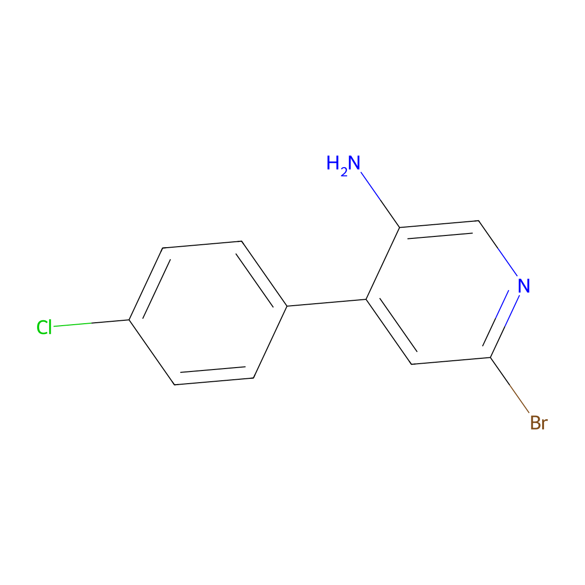 2-Bromo-5-amino-4-(4-chlorophenyl)pyridine molecular structure, CAS 1381934-96-8