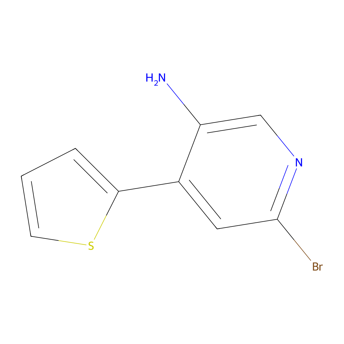 2-Bromo-5-amino-4-(2-thienyl)pyridine molecular structure, CAS 1381934-97-9