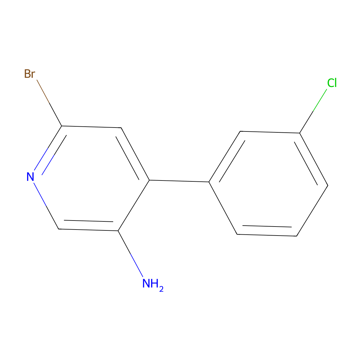 2-Bromo-5-amino-4-(3-chlorophenyl)pyridine molecular structure, CAS 1381935-03-0