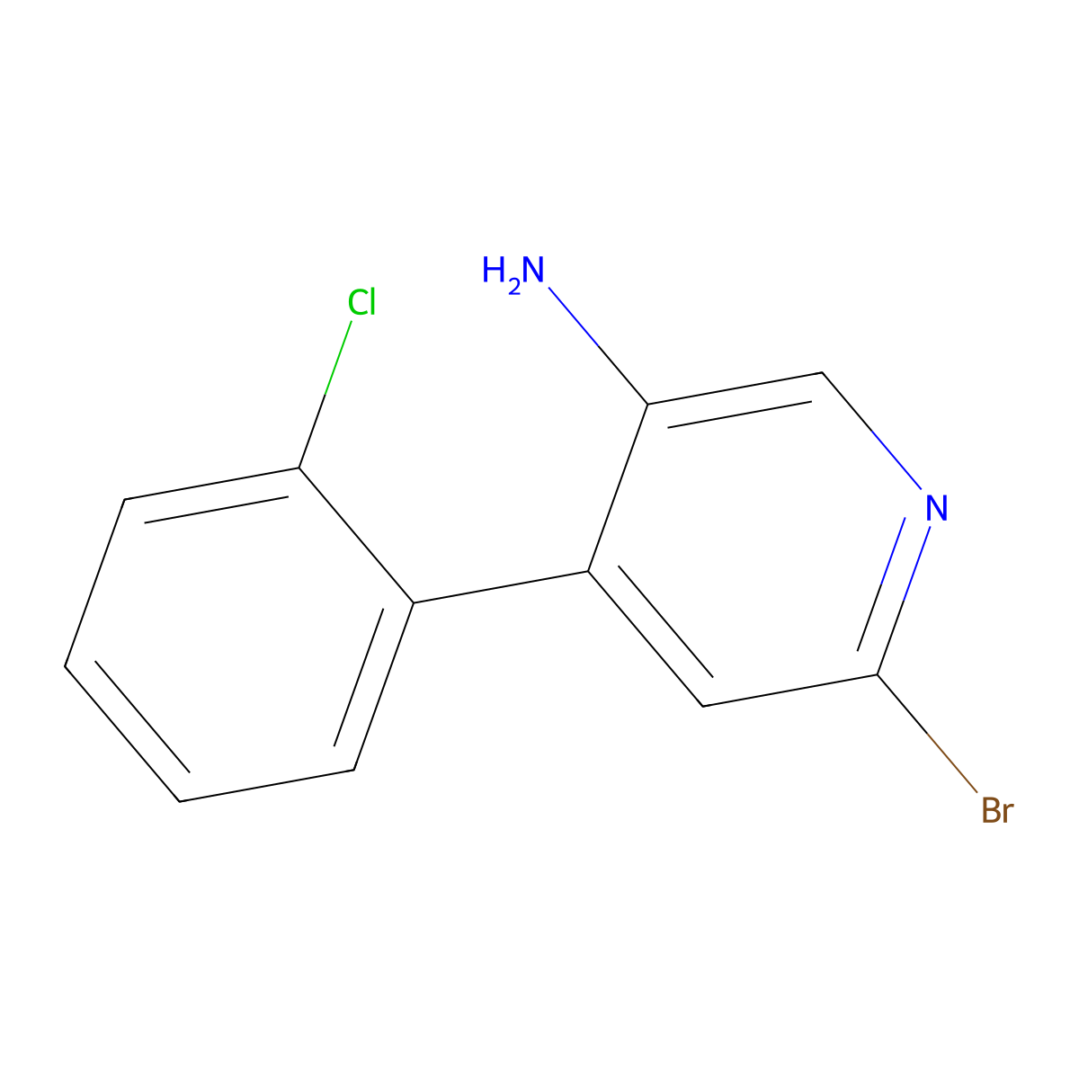 2-Bromo-5-amino-4-(2-chlorophenyl)pyridine molecular structure, CAS 1381935-10-9