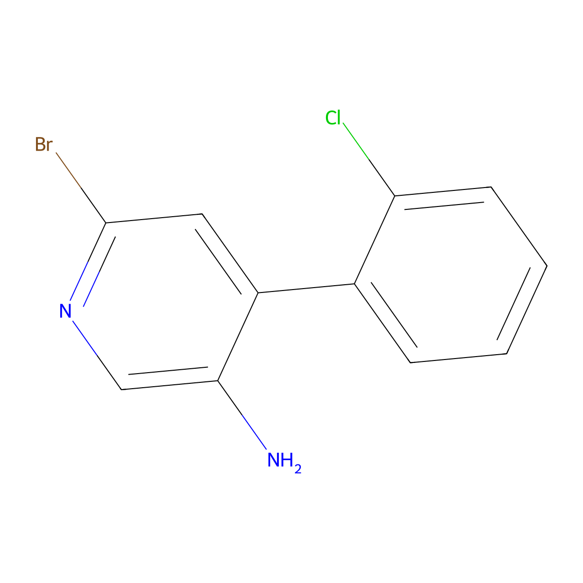 2-Bromo-5-amino-4-(2-chlorophenyl)pyridine molecular structure, CAS 1381935-10-9