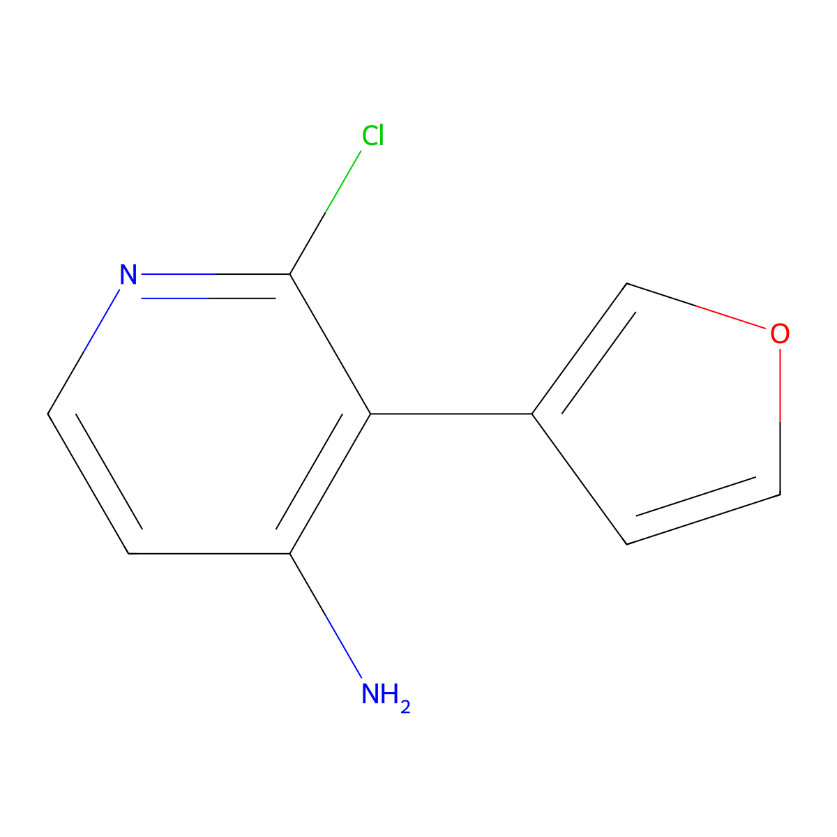 2-Chloro-4-amino-3-(3-furyl)pyridine molecular structure, CAS 1381935-12-1