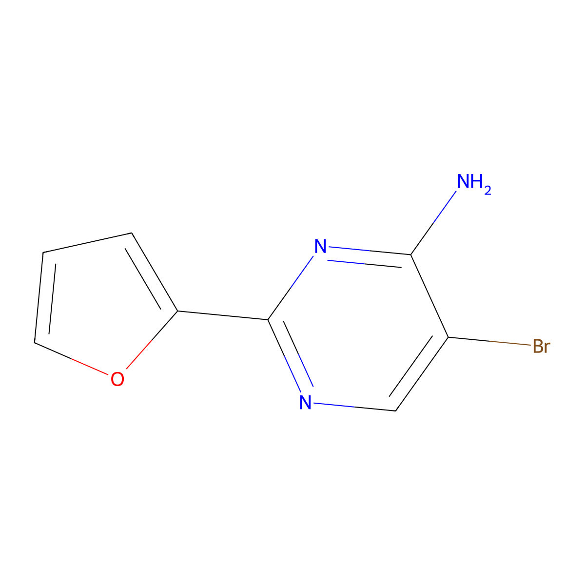 5-Bromo-4-amino-2-(2-furyl)pyrimidine molecular structure, CAS 1381935-17-6