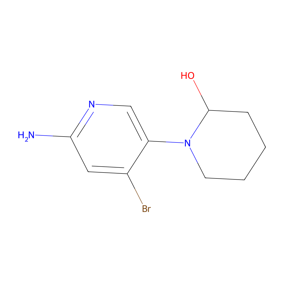 2-Amino-4-bromo-5-(2-hydroxypiperidin-1-yl)pyridine molecular structure, CAS 1381935-18-7
