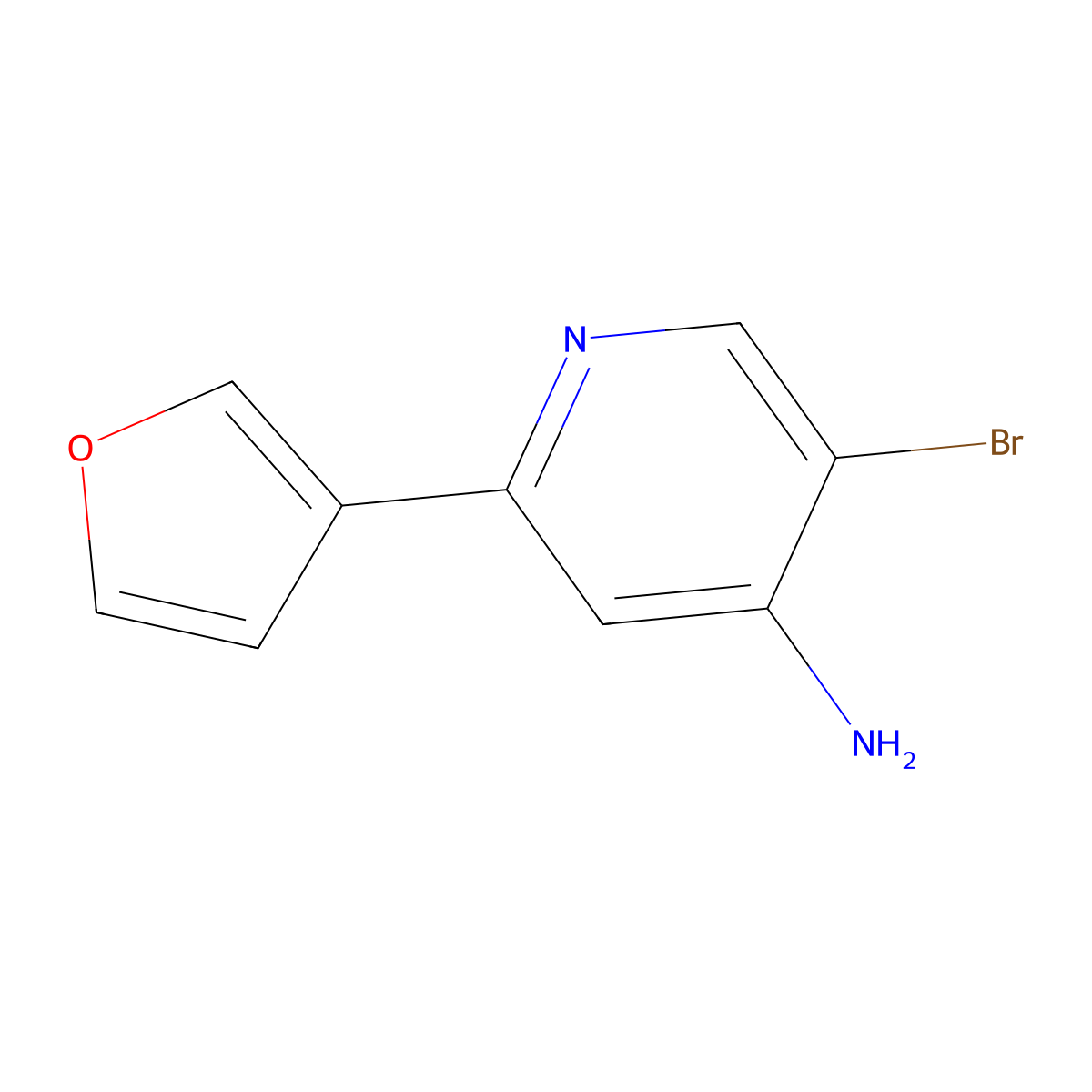 5-Bromo-2-(furan-3-YL)pyridin-4-amine molecular structure, CAS 1381935-19-8